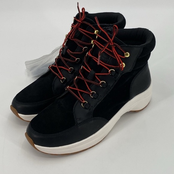 Lauren Ralph Lauren Black Leather Suede Water Resistant Rylee Hiker Sneaker New - Picture 3 of 13